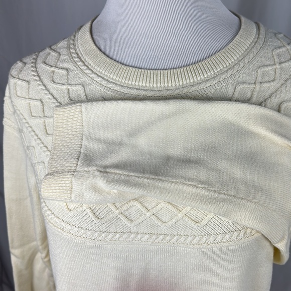 Talbots Cotton/Cashmere Cream Long Sleeve Crew Neck Sweater-Newly New! - Picture 2 of 5